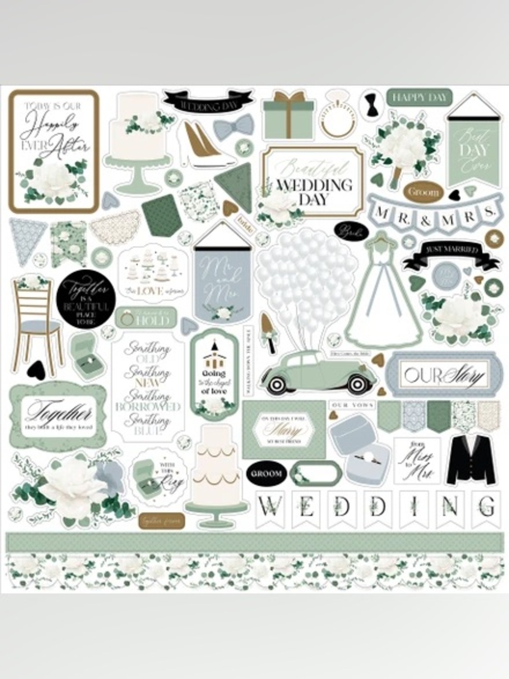 💍Echo Park Wedding Bells & Mint Green Sticker Sheet Bundle👰🤵♀️💒